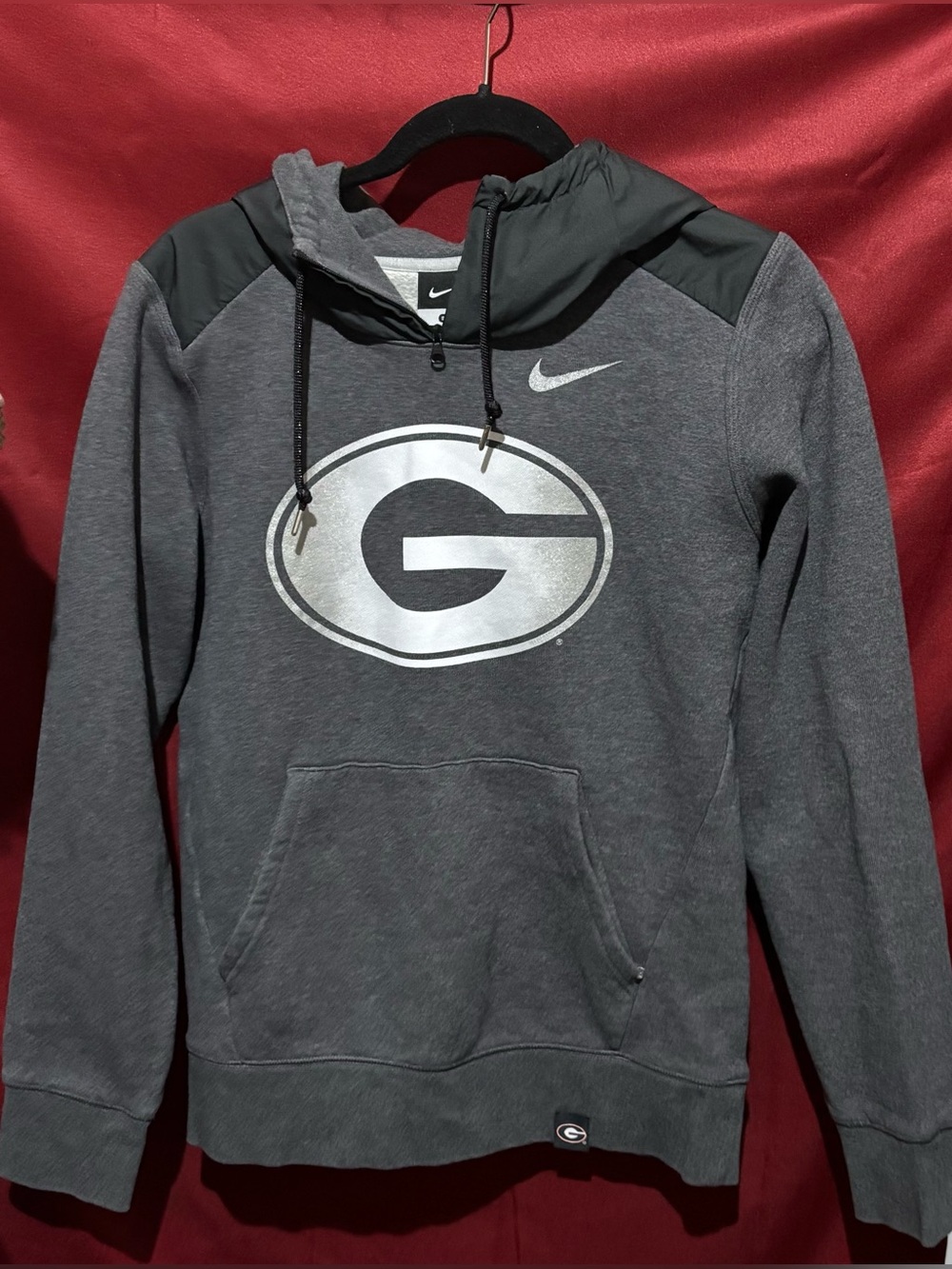 Nike Gray Hooded Sweatshirt with Silver 'G' Logo